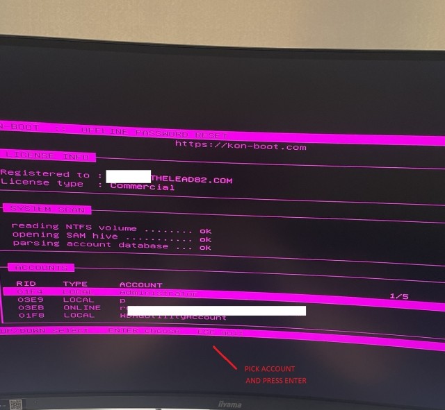 Pick the target account for the password reset