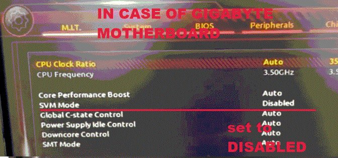 Gigabyte motherboard disable AMD SVM