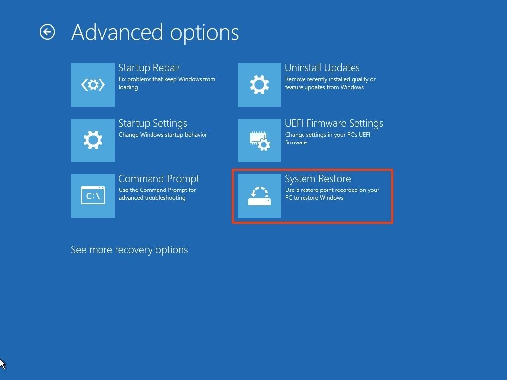 restore windows 10 to previous state