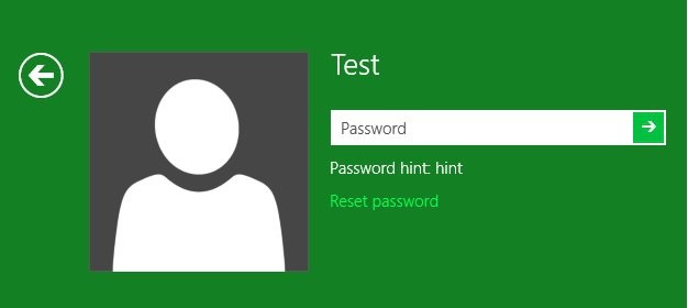 windows 8 password hint