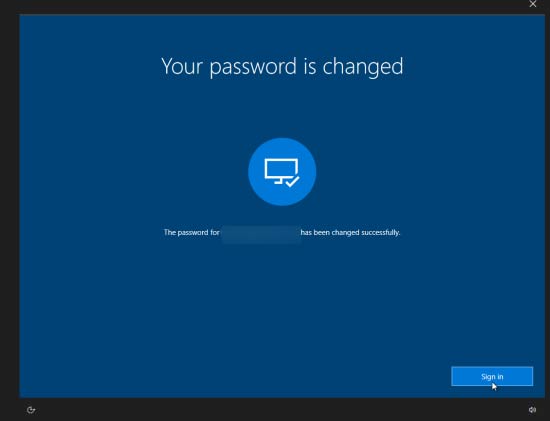 your password is changed